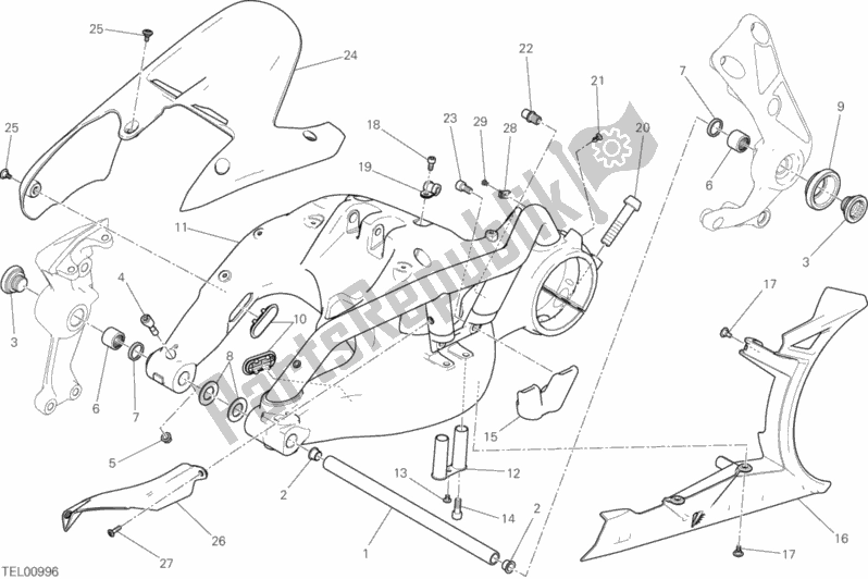 All parts for the Swing Arm of the Ducati Diavel Xdiavel USA 1260 2017